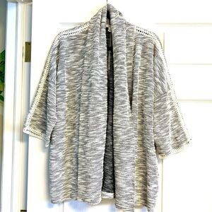 JOIE SOFT Crochet Detailed 3/4 Sleeve opened Cardigan boho oversized slouchy S